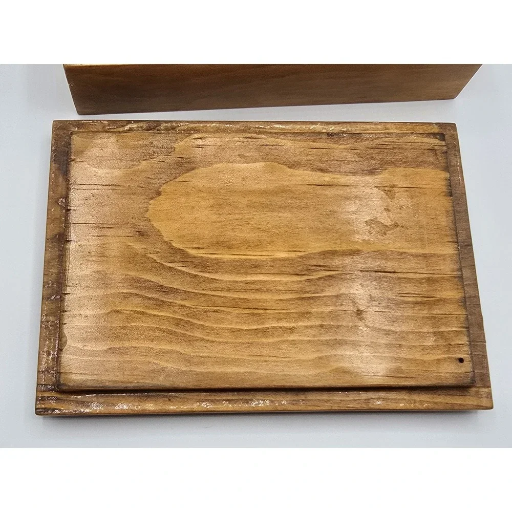 Vintage Mid‎ Century Ocean Beach Wooden Trinket Jewelry Box Seagulls Divided